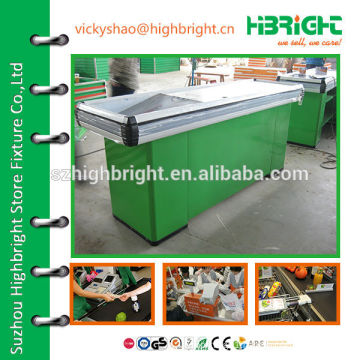 aluminium alloy strip fast checkout counter with smooth conveyor belt